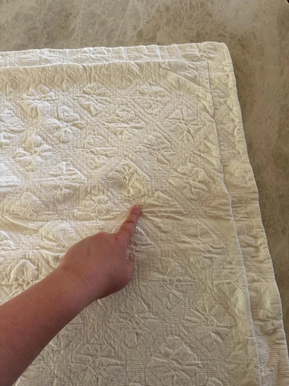 Pair of DOCOFIL White Floral Textured Euro Pillow Shams 28x28 Portugal Cotton